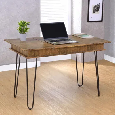 Coaster Co. Of America Sheeran Writing Desk With 4 Hidden Storages Rustic Amber In Brown