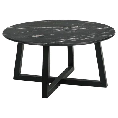 Coaster Co. Of America Skylark Round Marble-like Smarttop Coffee Table Black