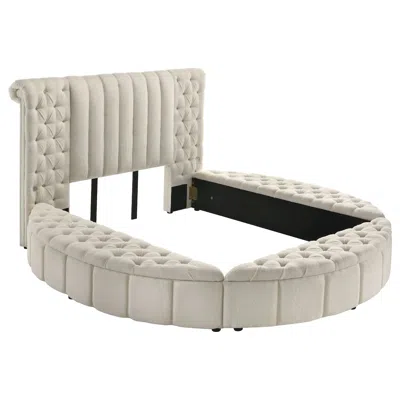 Coaster Co. Of America Sonya Upholstered Queen Round Storage Bed Ivory