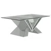 Coaster Co. Of America Taffeta Glass Top Mirrored Acrylic Coffee Table Silver In Transparent