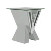 Coaster Co. Of America Taffeta V-shaped End Table With Glass Top Silver