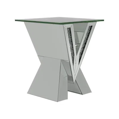 Coaster Co. Of America Taffeta V-shaped End Table With Glass Top Silver