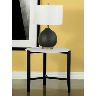 Coaster Co. Of America Tandi Round End Table Faux White Marble And Black In Animal Print