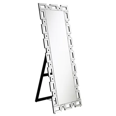Coaster Co. Of America Tavin Geometric Frame Cheval Mirror In Metallic