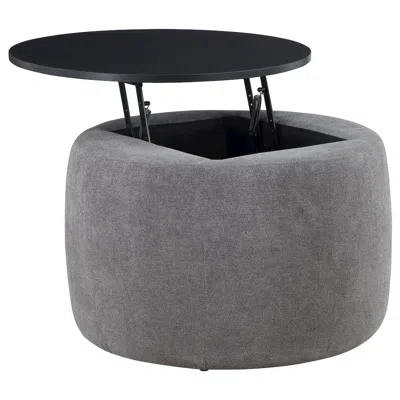 Coaster Co. Of America Tesoro Round Upholstered Lift Top Storage Ottoman Grey In Gray