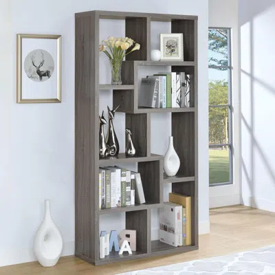 Coaster Co. Of America Theo 10-shelf Bookcase Weathered Grey In Brown