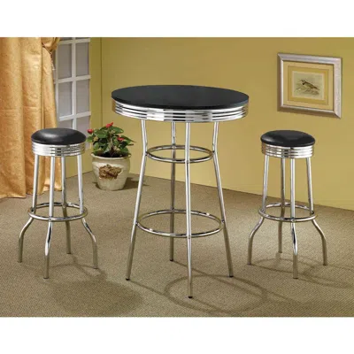 Coaster Co. Of America Theodore Round Bar Table Black And Chrome In Metallic