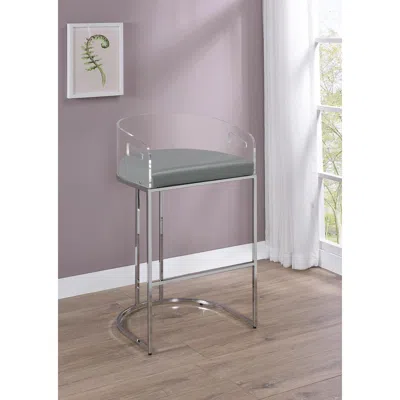 Coaster Co. Of America Thermosolis Acrylic Back Bar Stools Grey And Chrome (set Of 2) In Green