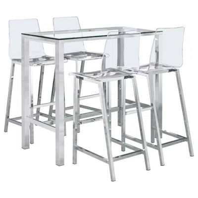 Coaster Co. Of America Tolbert 5-piece Bar Set With Acrylic Chairs Clear And Chrome