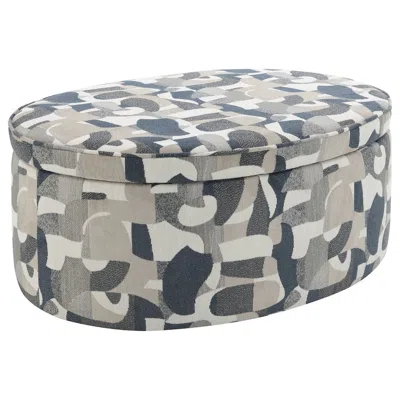 Coaster Co. Of America Tomkins Oval Upholstered Storage Ottoman Indigo Blue