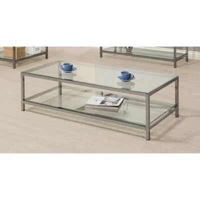 Coaster Co. Of America Trini Coffee Table With Glass Shelf Black Nickel In Neutral