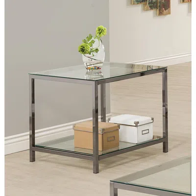 Coaster Co. Of America Trini End Table With Glass Shelf Black Nickel
