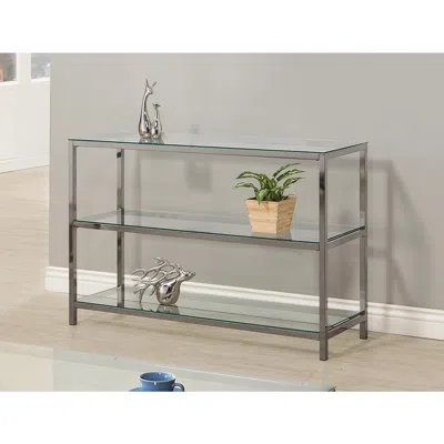Coaster Co. Of America Trini Sofa Table With Glass Shelf Black Nickel In Gray