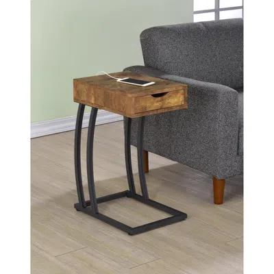 Coaster Co. Of America Troy Accent Table With Power Outlet Antique Nutmeg In Brown