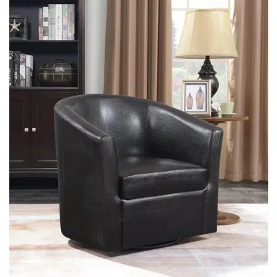 Coaster Co. Of America Turner Upholstery Sloped Arm Accent Swivel Chair Dark Brown In Black