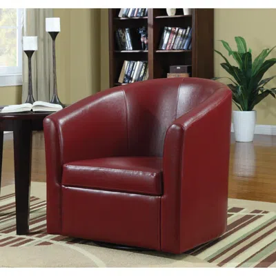 Coaster Co. Of America Turner Upholstery Sloped Arm Accent Swivel Chair Red In Burgundy