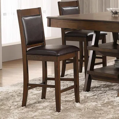 Coaster Co. Of America Upholstered Counter Height Chairs With Footrest (set Of 2) Brown And Walnut