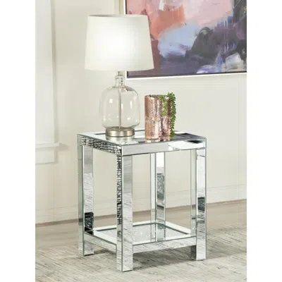 Coaster Co. Of America Valentina Square End Table With Glass Top Mirror In Blue