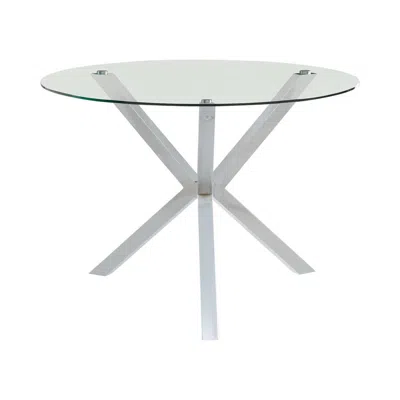 Coaster Co. Of America Vance Glass Top Dining Table With X-cross Base Chrome In White