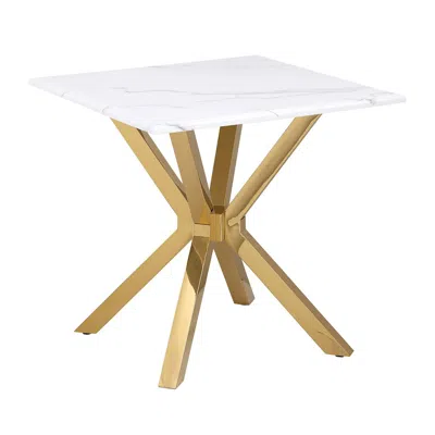Coaster Co. Of America Visalia Faux Marble Top Stainless Steel End Table Gold