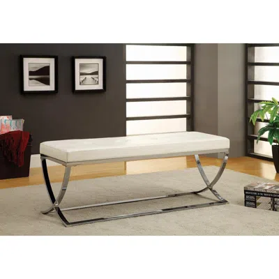 Coaster Co. Of America Walton Bench With Metal Base White And Chrome