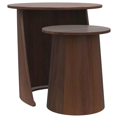 Coaster Co. Of America Yency 2-piece Round Mango Wood Nesting Table Set Dark Brown
