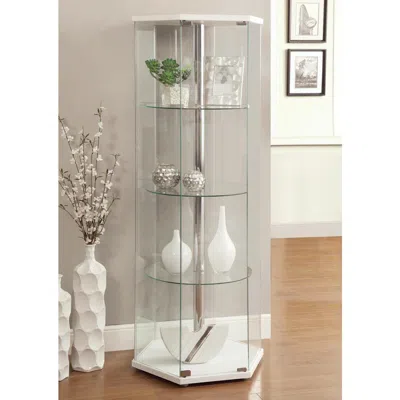 Coaster Co. Of America Zahavah 4-shelf Hexagon Shaped Curio Cabinet White And Clear