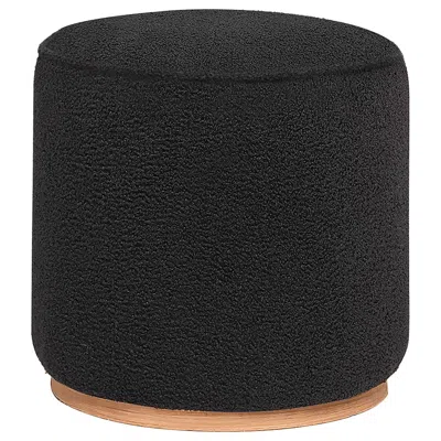 Coaster Co. Of America Zena Faux Sheepskin Upholstered Round Ottoman Black