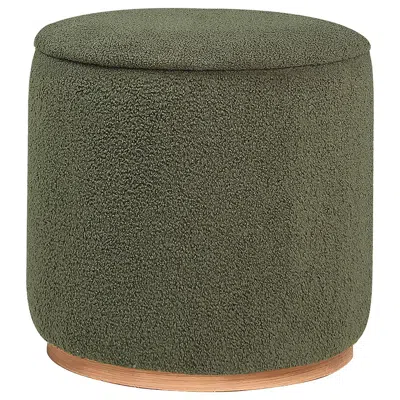 Coaster Co. Of America Zena Faux Sheepskin Upholstered Round Ottoman Green
