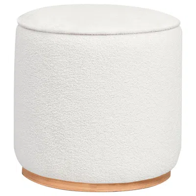 Coaster Co. Of America Zena Faux Sheepskin Upholstered Round Ottoman Ivory