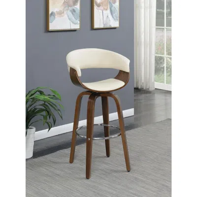 Coaster Co. Of America Zion Upholstered Swivel Bar Stool Walnut And Ecru In Brown