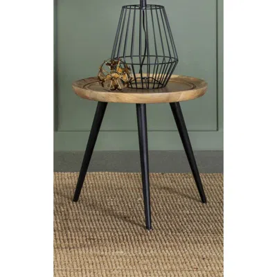 Coaster Co. Of America Zoe Round End Table With Trio Legs Natural And Black In Brown
