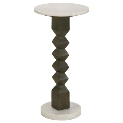 Coaster Colette Round Marble Top Side Table White And Dark Grey In Brown