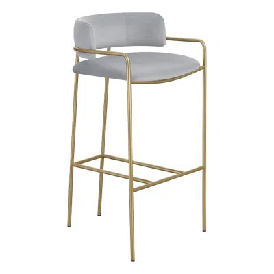 Coaster Comstock Upholstered Low Back Stool Grey And Gold In Brown