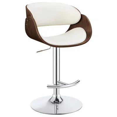 Coaster Dana Adjustable Bar Stool Ecru And Chrome In White