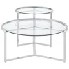 Coaster Delia 2-piece Round Glass Top Nesting Coffee Table Clear And Chrome