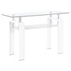 Coaster Dyer Rectangular Glass Top Sofa Table With Shelf White