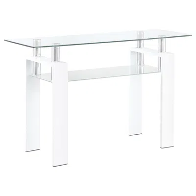 Coaster Dyer Rectangular Glass Top Sofa Table With Shelf White