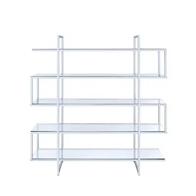 Coaster Elmer 5-shelf Bookcase Chrome And Clear In Black