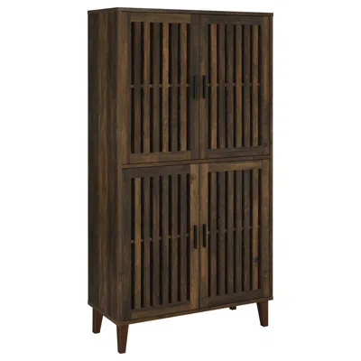 Coaster Elouise 4-door Engineered Wood Tall Accent Cabinet Dark Pine In Brown