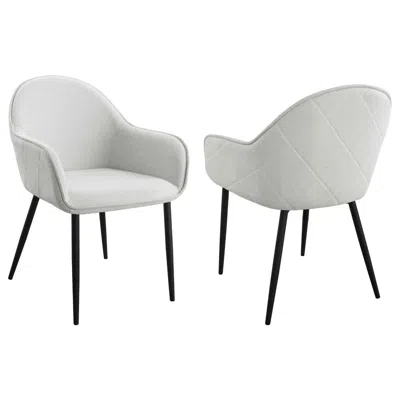 Coaster Emma Upholstered Dining Arm Chair Fog Grey And Black (set Of 2) In White