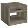 COASTER FELIX 1-DRAWER SQUARE ENGINEERED WOOD END TABLE GREY DRIFTWOOD