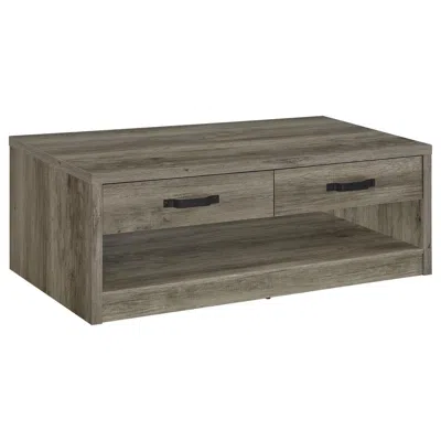 Coaster Felix 2-drawer Rectangular Engineered Wood Coffee Table Grey Driftwood In Gray