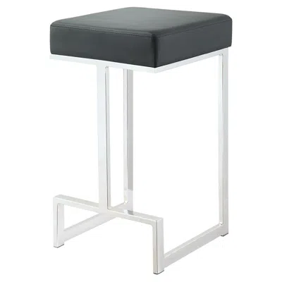 Coaster Gervase Square Counter Height Stool Black And Chrome In Metallic