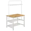 Coaster Hollis Kitchen Island Counter Height Table With Pot Rack Brown And White