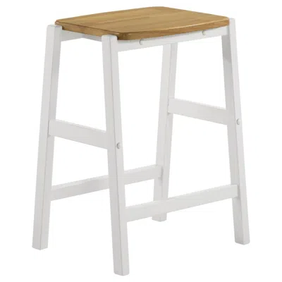 Coaster Hollis Wood Counter Height Backless Bar Stool Brown And White (set Of 2)