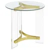 Coaster Janessa Round Glass Top End Table With Acrylic Legs Clear And Matte Brass