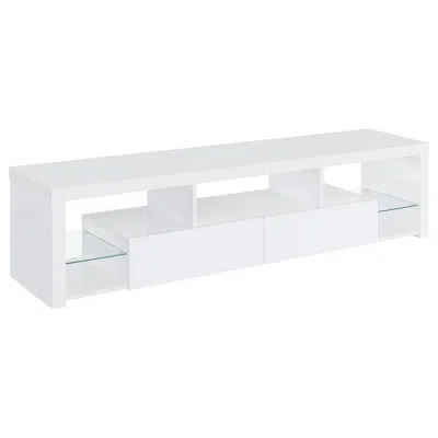 Coaster Jude 2-drawer 71" Tv Stand With Shelving White High Gloss