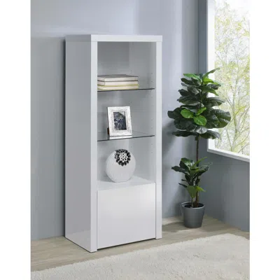 Coaster Jude 3-shelf Media Tower With Storage Cabinet White High Gloss