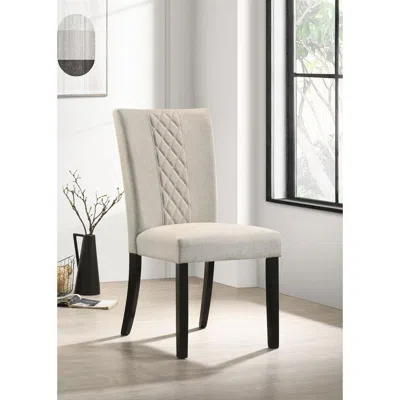 Coaster Malia Upholstered Solid Back Dining Side Chair Beige And Black (set Of 2)